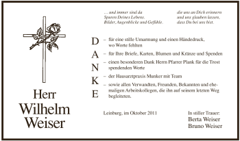 Traueranzeige von Wilhelm Weiser von Pegnitz-Zeitung